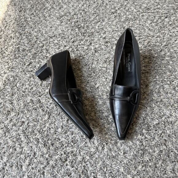 VTG Paul Green Leather Low Kitten Heel Pumps Black Y2K 90s Pointed Toe US 6 - Picture 12 of 12